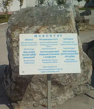 Золотосодержащий кварцевый метасоматит с сульфидами, Геологический музей Узбекистана.