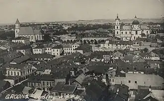 Общий вид центральной части Гродно. Виден внутренний двор дворца Радзивиллов.