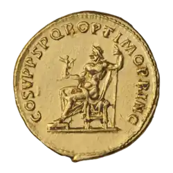 Траян (ок. 107 г.). Стоит в руке Юпитера