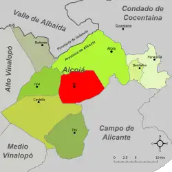 Расположение муниципалитета Иби на карте провинции