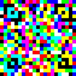 8-цветный код JAB, содержащий текст «Добро пожаловать в Википедию, бесплатную энциклопедию, которую может редактировать каждый».