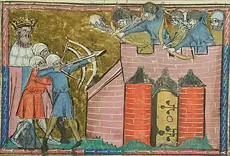 Осада Антиохии Кербогой. BNF, Fr. 22495, fol. 50v
