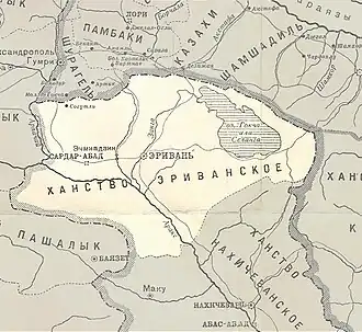 Ханство на карте военных действий в Закавказском крае с 1809 по 1817 год с границами по Гюлистанскому мирному договору. Тифлис, 1902 год
