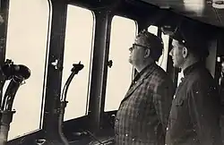 П.Д.Киселёв на мостике т/х "Советский Союз", 1950-е гг.