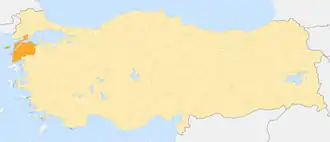 Чанаккале на карте