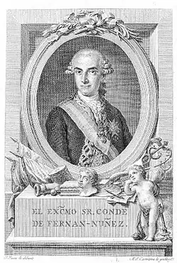 Портрет Карлоса Хосе Гутьерреса де лос Риоса и Рогана де Шабо, халкографическая гравюра Мануэля Сальвадора Кармоны по рисунку Хоакина Инсы, 1795 год. Национальная библиотека Испании