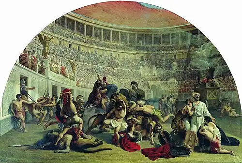 Евстафий Плакида в Колизее. Около 1836—1842Холст, масло. 98 × 136,5 см (верх закруглён)Третьяковская галерея, Москва