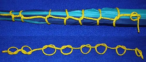 «Сезнёвочные штыки» предпочитают при рифлении паруса более, чем «полуштыки», однако на самом деле — это полуузлы, если снять с опоры, на тросе останутся «простые» узлы