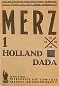 Merz 1. - Holland Dada, 1923, printed cover of his first Merz-publication