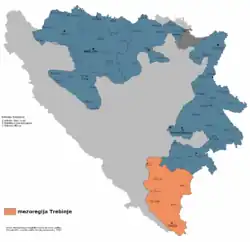 регион Требине (Требинье) на карте