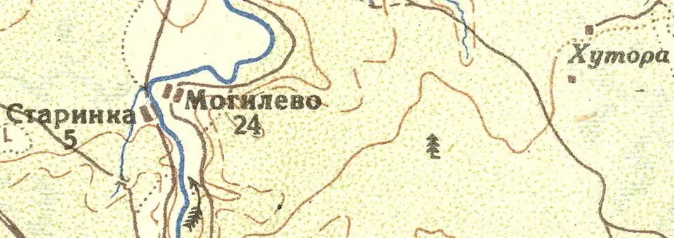 Деревня Могилёво на карте 1932 года