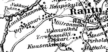 Деревня Орьянсаари на финской карте 1923 года
