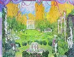 Храм Эроса. Эскиз декорации к опере К. В. Глюка «Орфей и Эвридика». 1911. Картон, гуашь. Театральный музей имени А. А. Бахрушина, Москва