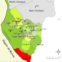 Расположение муниципалитета Пилар-де-ла-Орадада на карте провинции