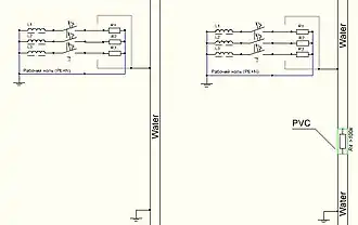 Токонепроводящая пластиковая вставка (R4) препятствует протеканию тока.