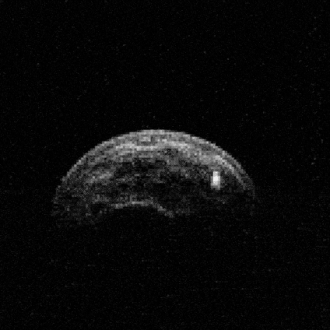 Анимация астероида (357439) 2004 BL86 и его спутника S/2015 (357439) 1, полученные Голдстоун