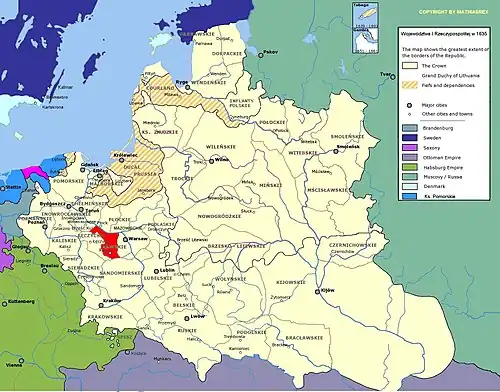 Равское воеводство на карте