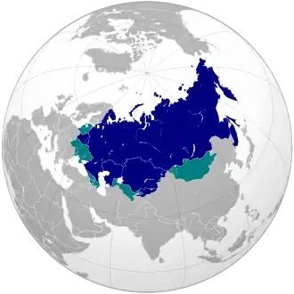  Страны, в которых русский язык — один из официальных(включая непризнанные и частично признанные государства — Приднестровье, Абхазию и Южную Осетию)
 Страны, где русский язык не является официальным, но распространён