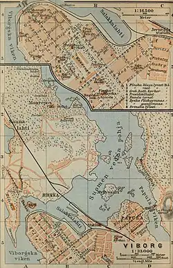 Карта 1914 года. Freesegatan достигла современных границ.