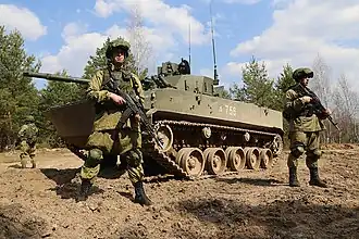 Первое учение 137-го гв. пдп с массовым применением новейших боевых машин БМД-4М и БТР-МДМ.