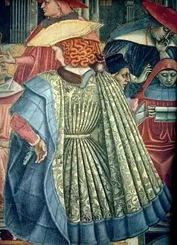 Расширение привилегий госпиталя папой Целестином III. Деталь. 1442. Фреска. Санта-Мария делла Скала, Сиена