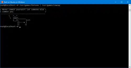 Bash работает в Windows 10
