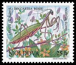 Обыкновенный богомол на марке Молдовы 1997 года