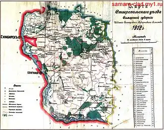 Карта уезда в 1912 году