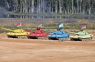 Команды от вооружённых сил, слева направо: Белоруссия, Россия, Казахстан, Армения