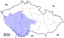 Бассейн Влтавы на карте Чехии